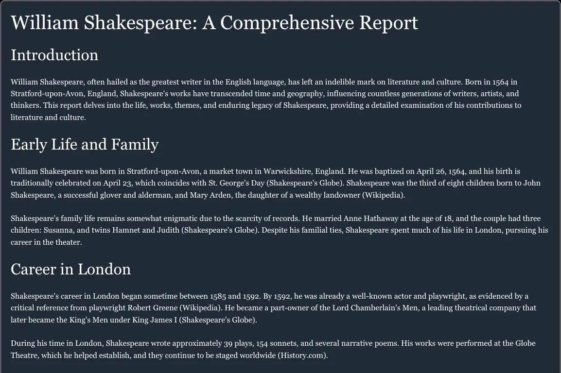 Shakespeare research report image